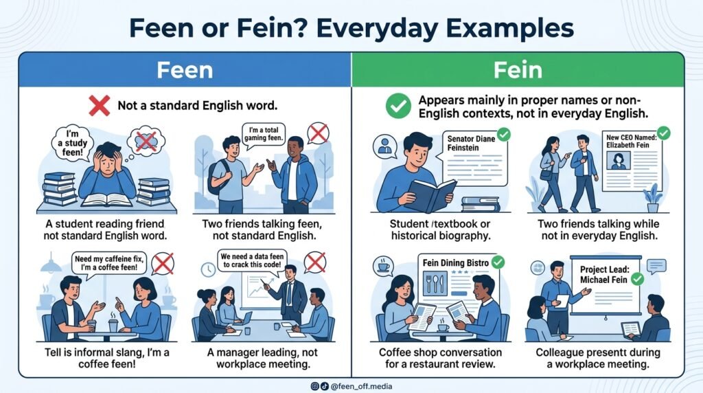 Feen or Fein in Everyday Examples