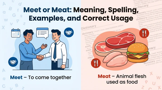 Meet or Meat: Meaning, Spelling, Examples, and Correct Usage